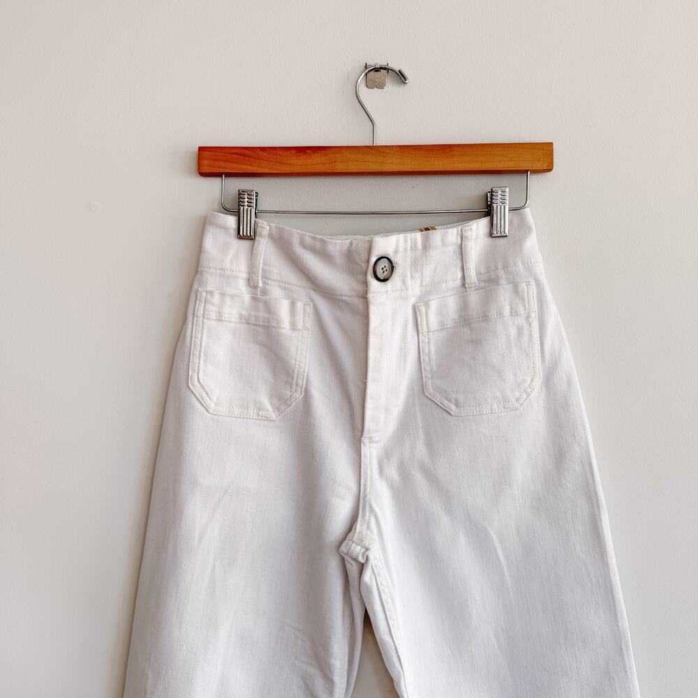Anthropologie Maeve The Colette Cropped High Rise Wide Leg Jeans White 26P - Picture 3 of 9